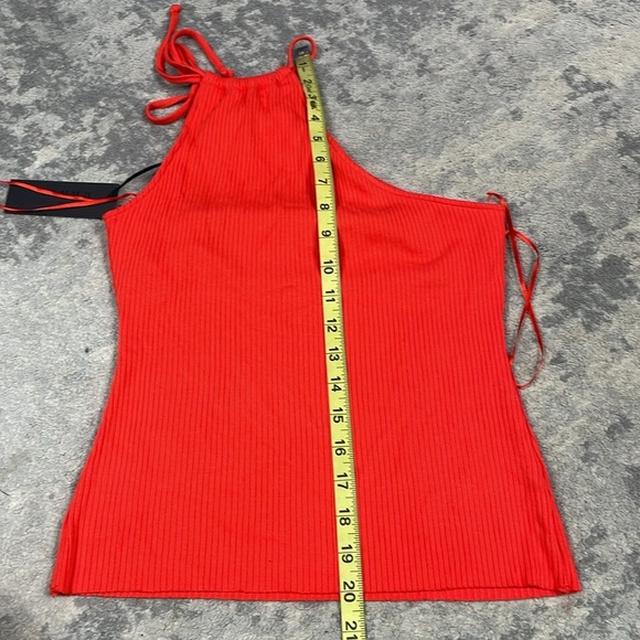 NWT The Range Alloy Rib Tied One Shoulder Tank Top Red Fuego Sz S - Picture 9 of 13
